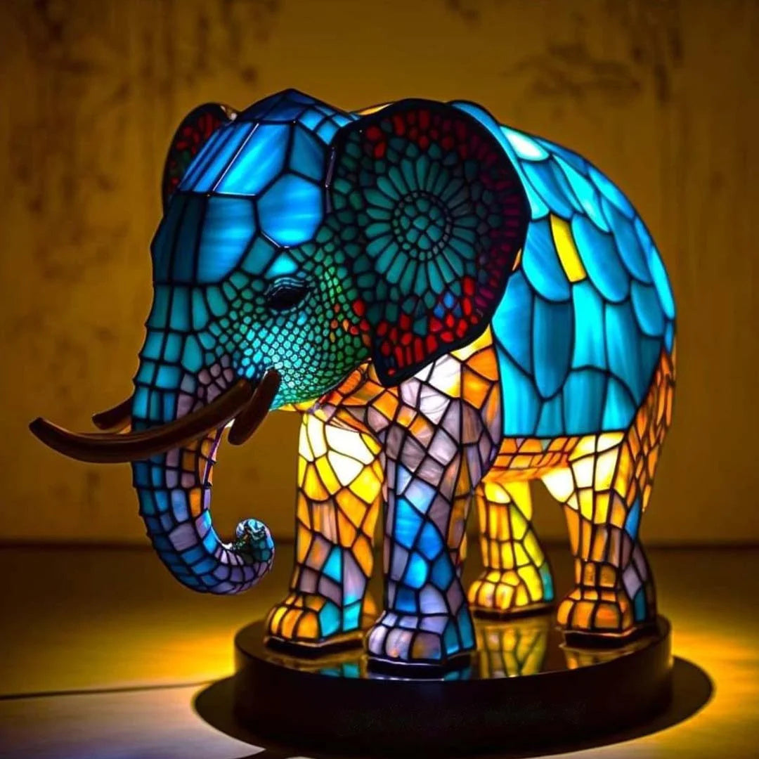 ARTWORK l Lampe med dyr i farvet glas l Vanero