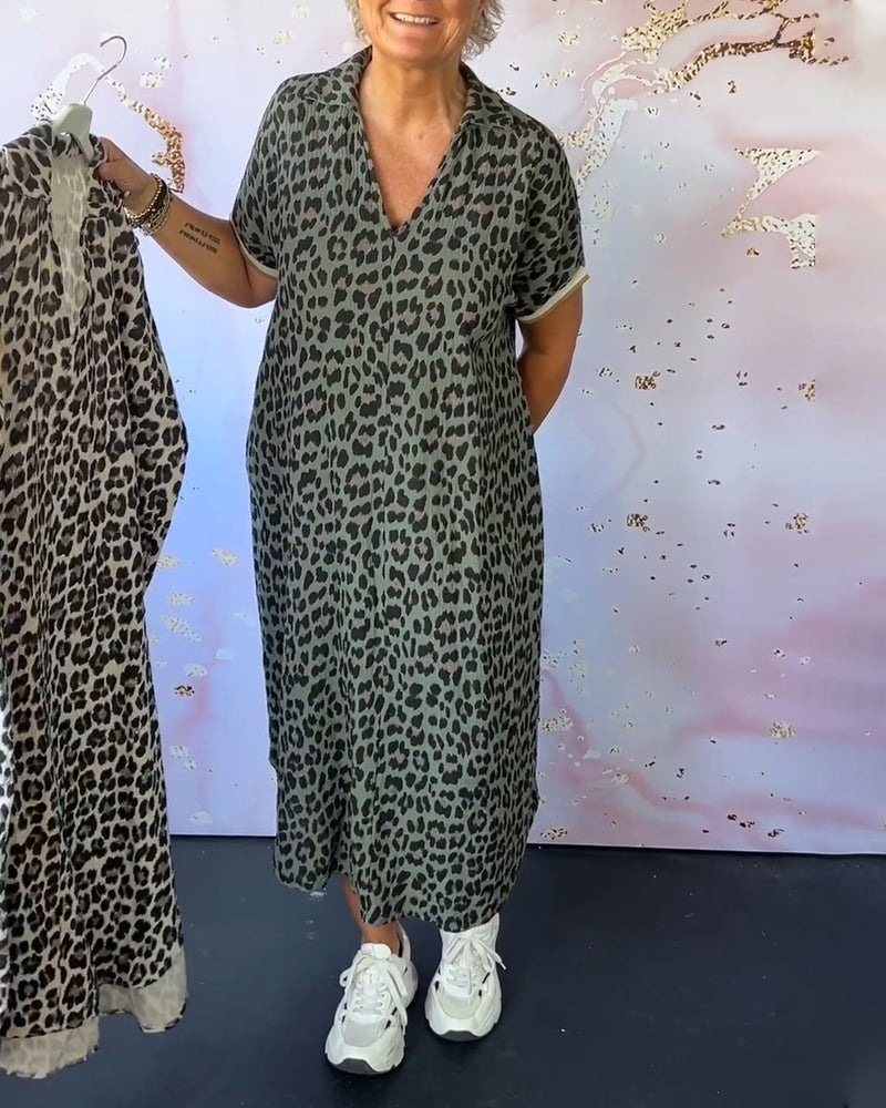 Annet | Leopard Print Kjole Dame Polyester | Vanero