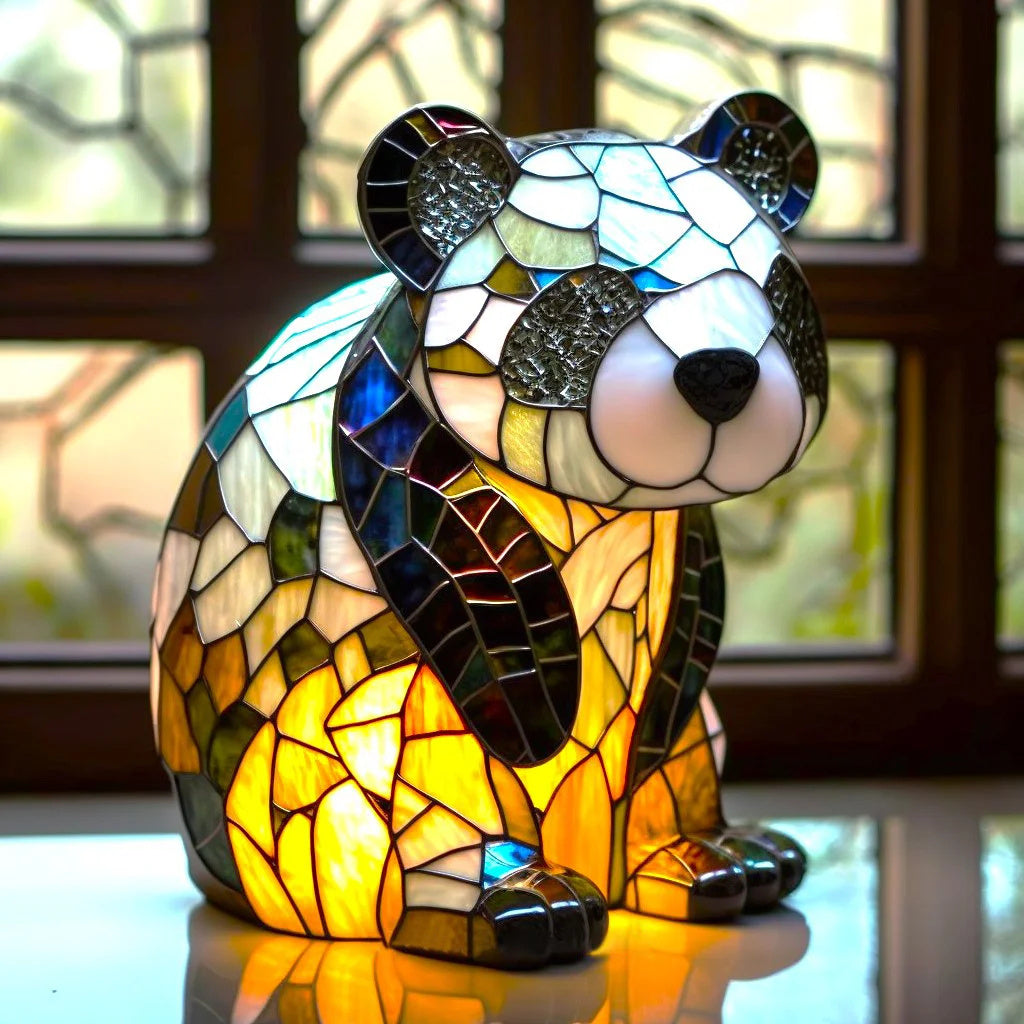 ARTWORK l Lampe med dyr i farvet glas l Vanero