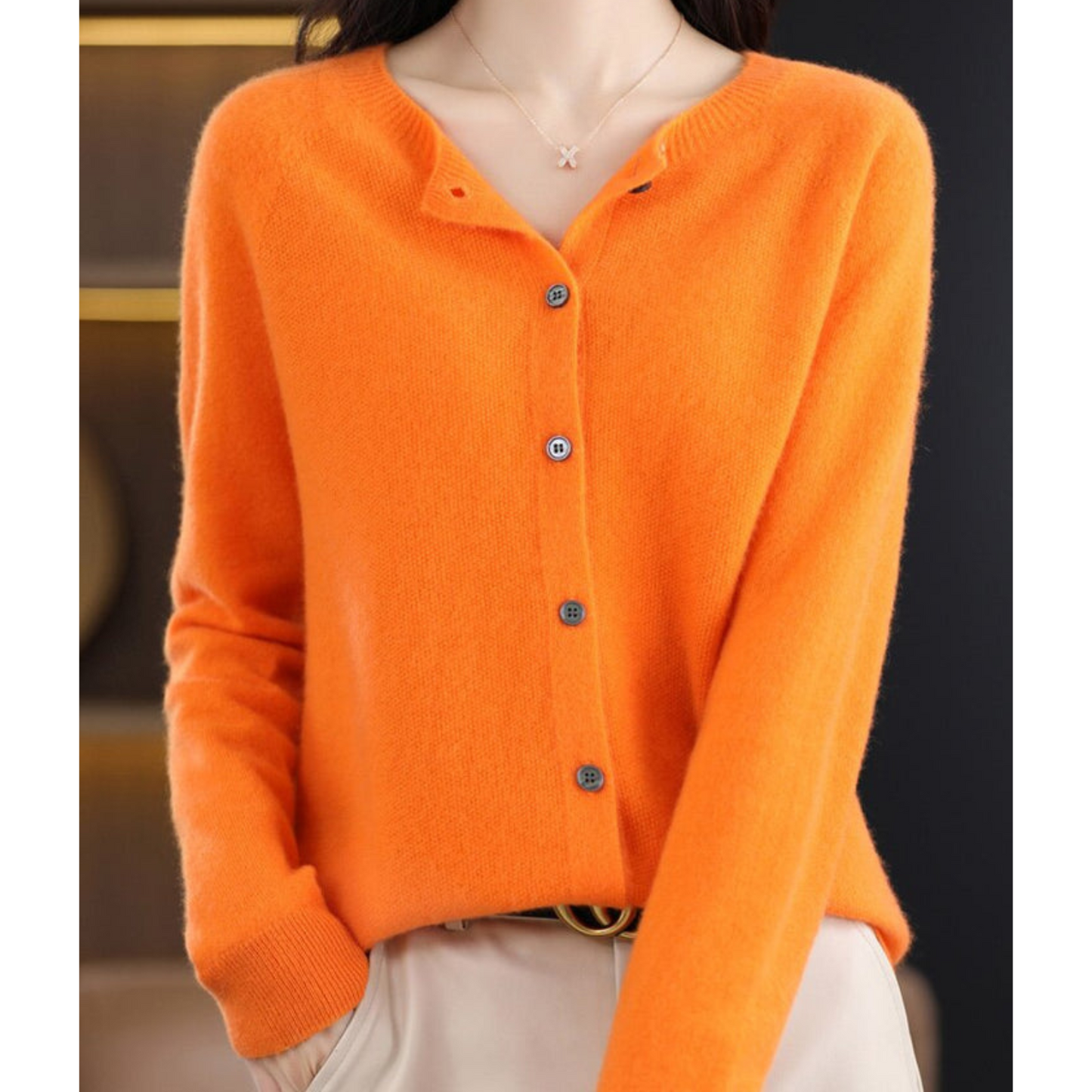Strikket cardigan | Ren Merinould Damer - O-hals | Vanero