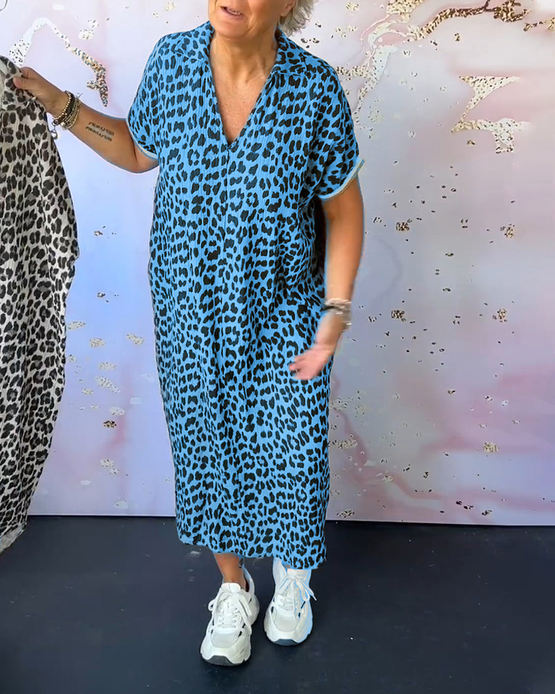 Annet | Leopard Print Kjole Dame Polyester | Vanero