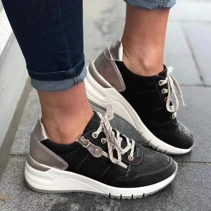 StepEase | Komfortable Dame Sneakers – Smertefri Gang – Sort | Vanero