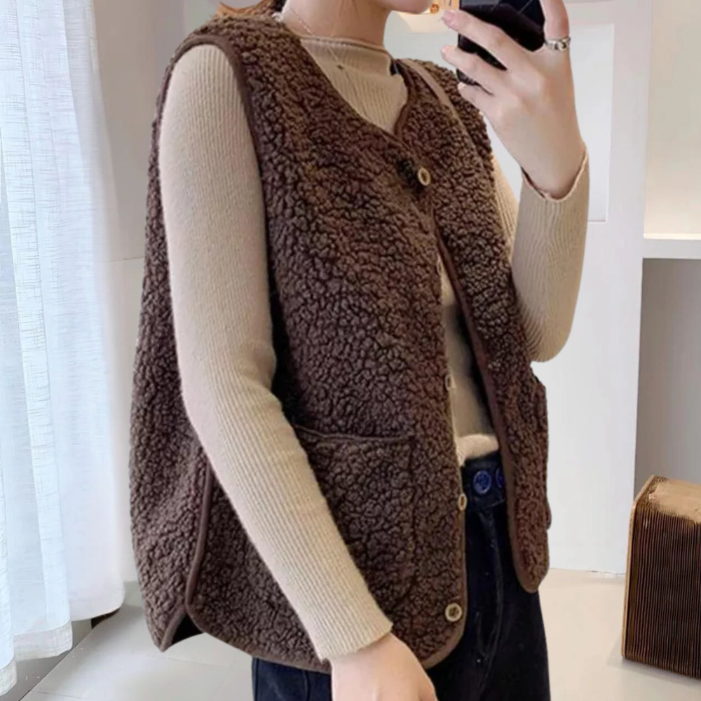 Kamaya | Uovertruffen Varm Cardigan Dame Beige Brun | Vanero