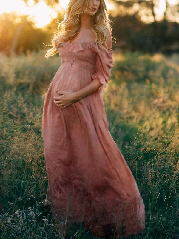 Carrie Dress | Løs maxi-barselskjole uden skulder l Vanero