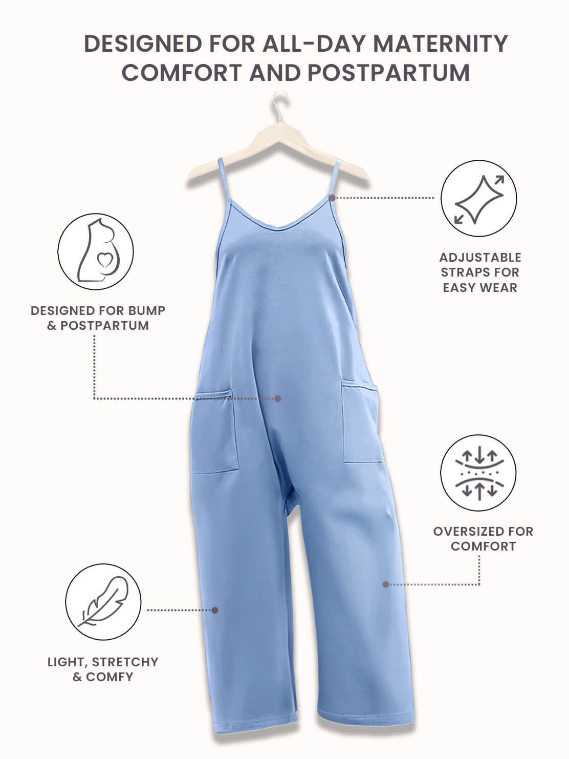 SereniMom l Jumpsuit Overdimensioneret Jumpsuit l Graviditet & Postpartum l Vanero