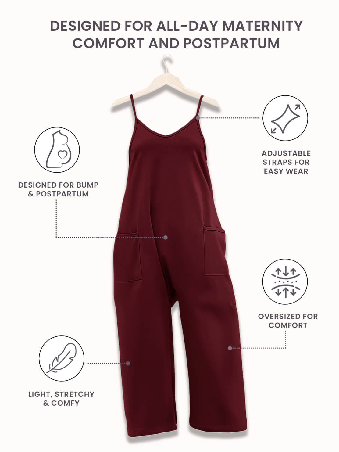 SereniMom l Jumpsuit Overdimensioneret Jumpsuit l Graviditet & Postpartum l Vanero