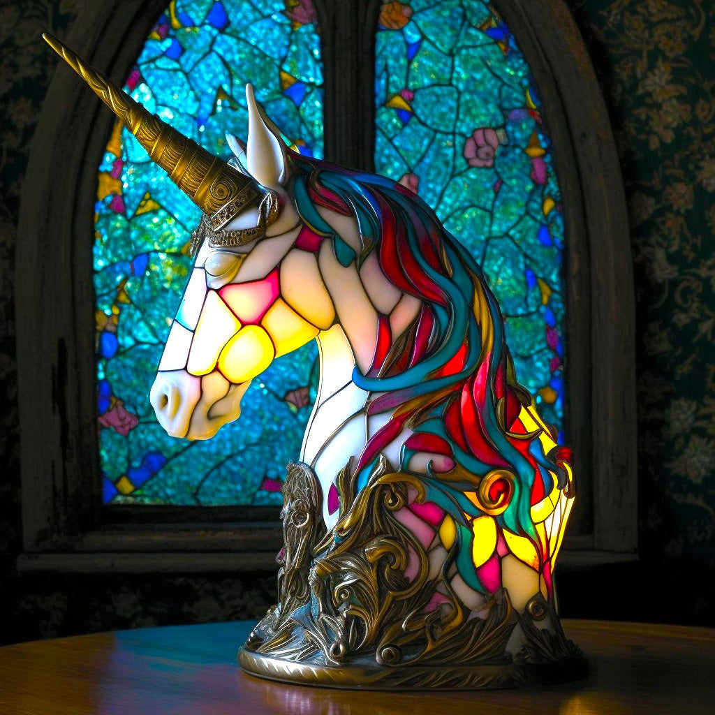ARTWORK l Lampe med dyr i farvet glas l Vanero
