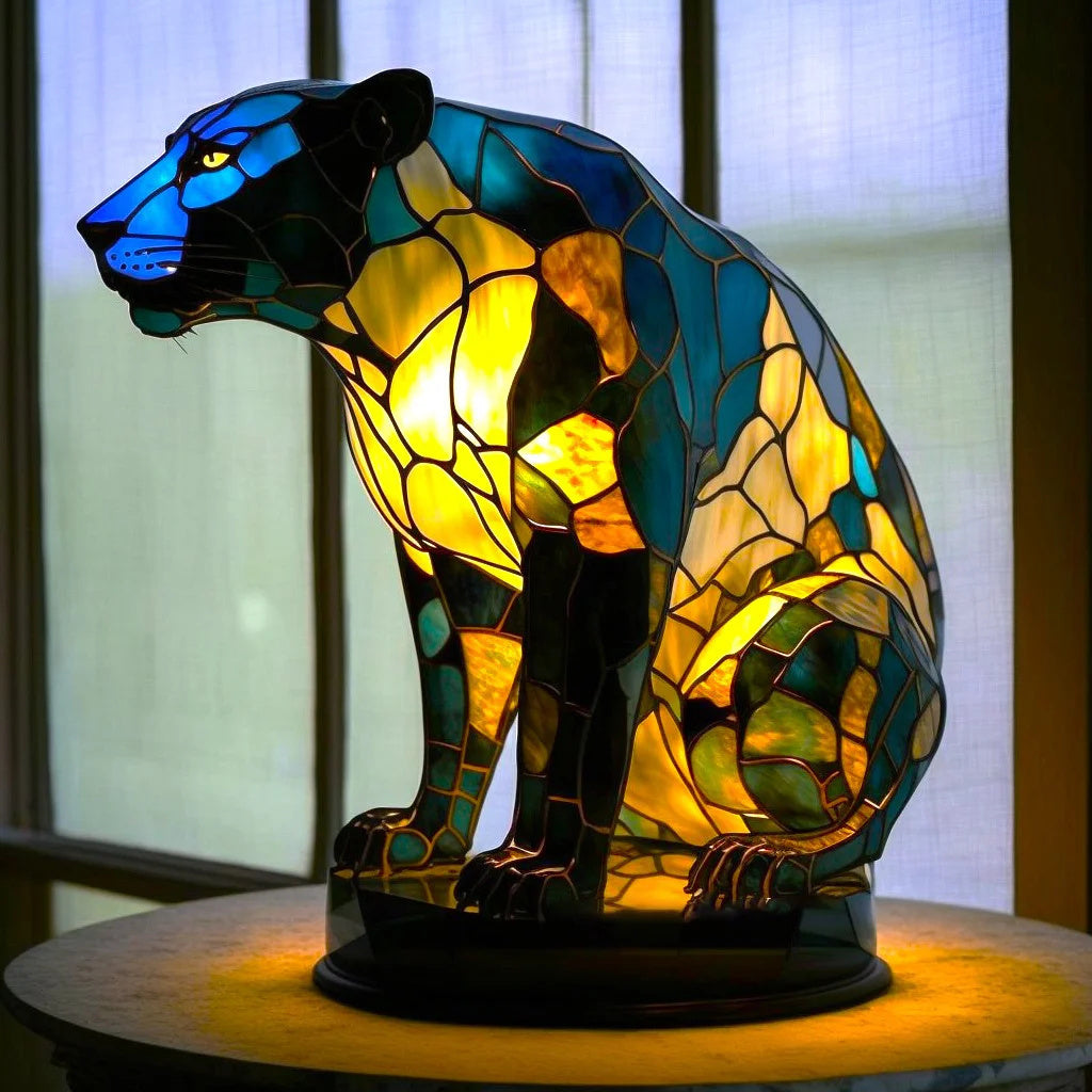 ARTWORK l Lampe med dyr i farvet glas l Vanero