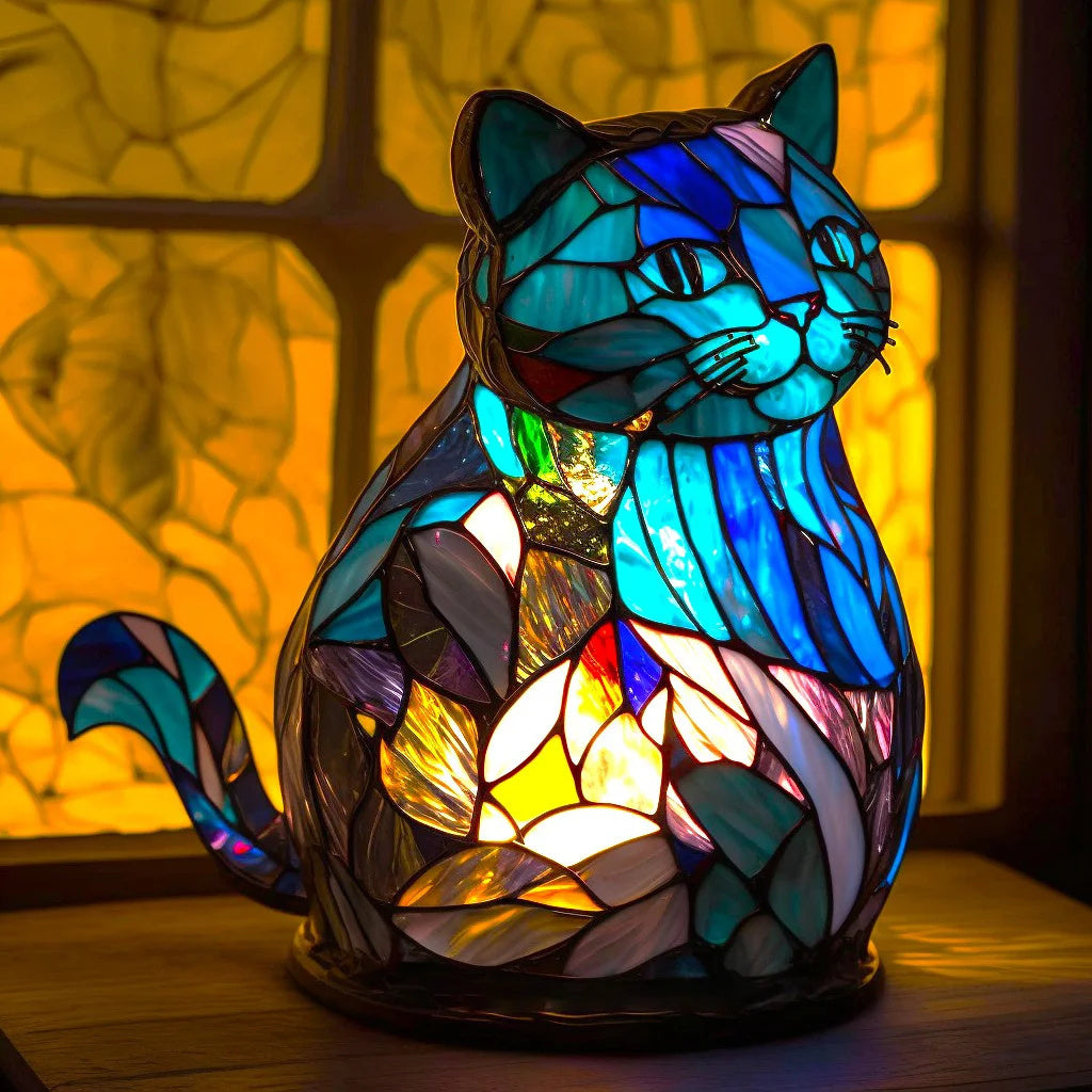 ARTWORK l Lampe med dyr i farvet glas l Vanero
