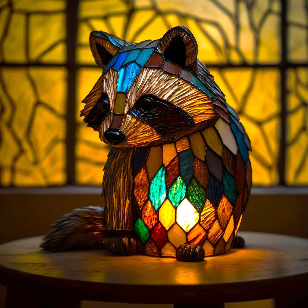 ARTWORK l Lampe med dyr i farvet glas l Vanero