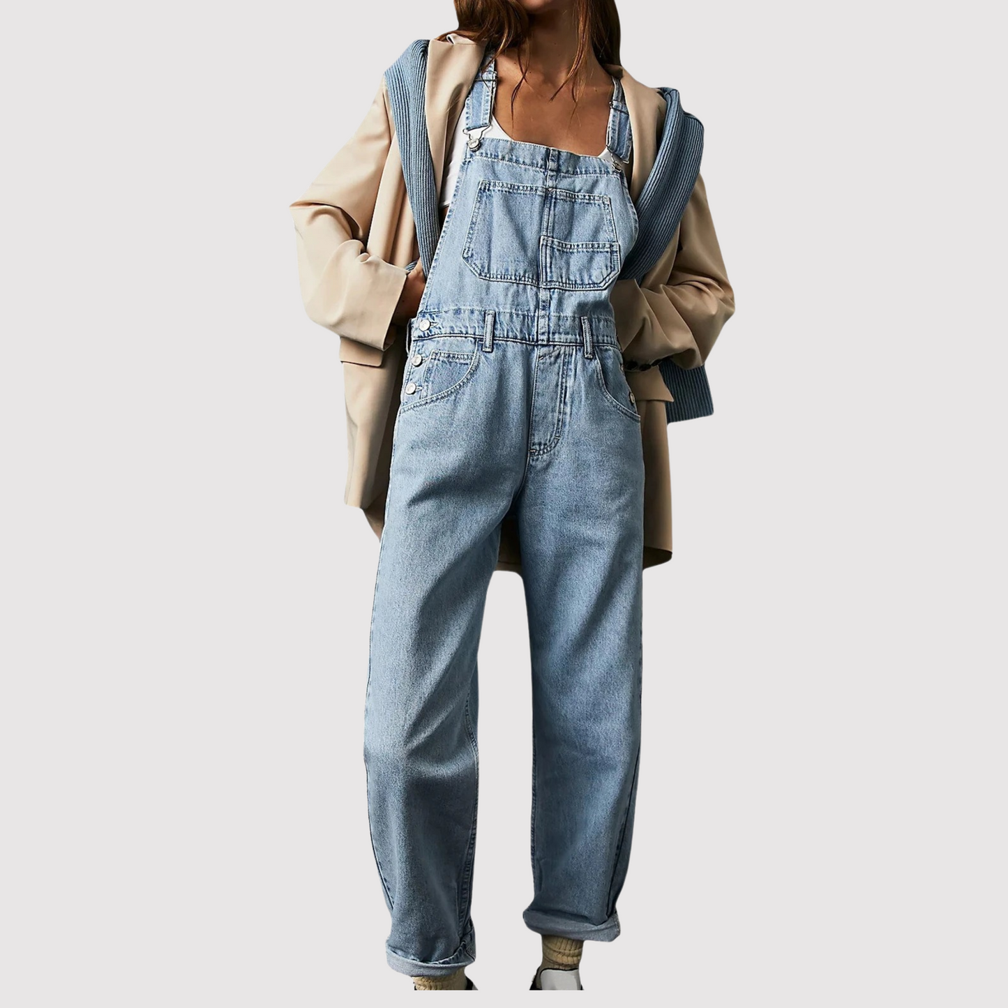 Charlotte | Denim Buksedragt til Damer Mørkeblå, Lyseblå, Hvid, Sort | Vanero