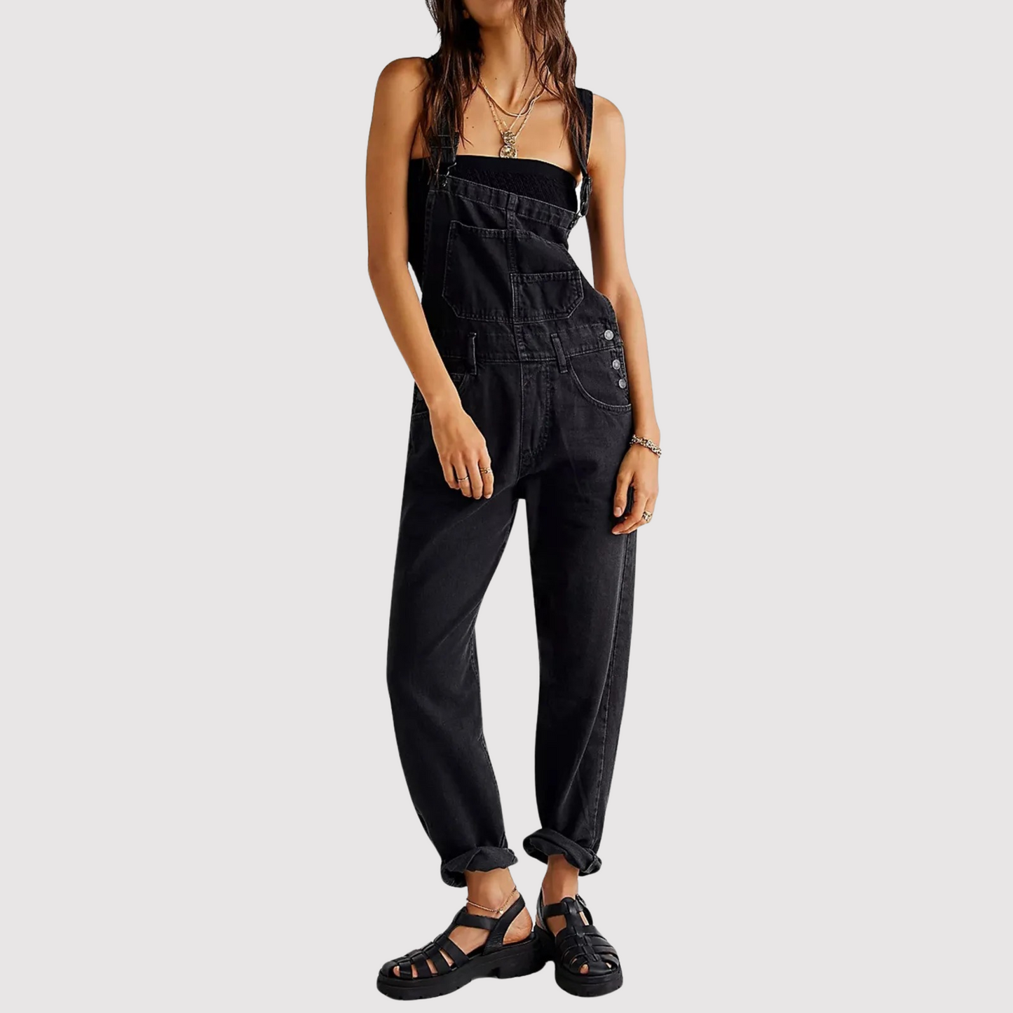 Charlotte | Denim Buksedragt til Damer Mørkeblå, Lyseblå, Hvid, Sort | Vanero