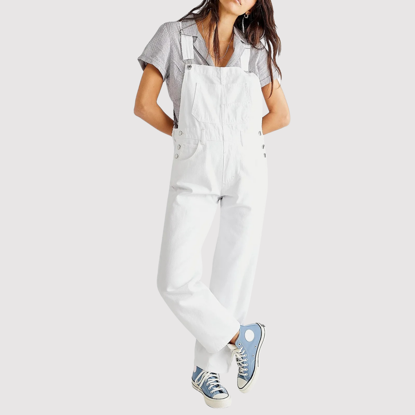 Charlotte | Denim Buksedragt til Damer Mørkeblå, Lyseblå, Hvid, Sort | Vanero