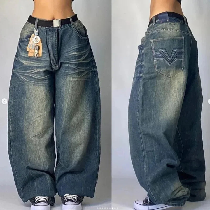 Retro Punk Baggy Cargo Jeans l Unisex Wide Jeans med lommer l Vanero
