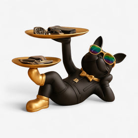 Kunstnerisk Hundeskulptur Figur | Dekorativ Harpiks Pup Accent til Hjemmet | Vanero