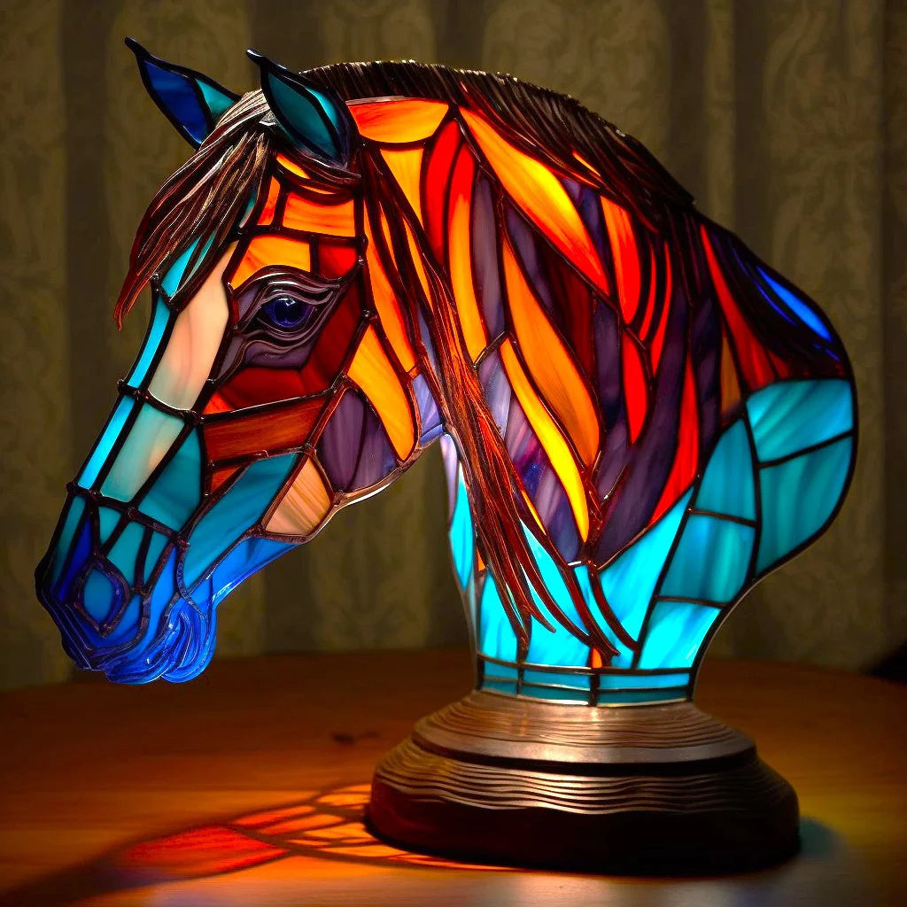 ARTWORK l Lampe med dyr i farvet glas l Vanero