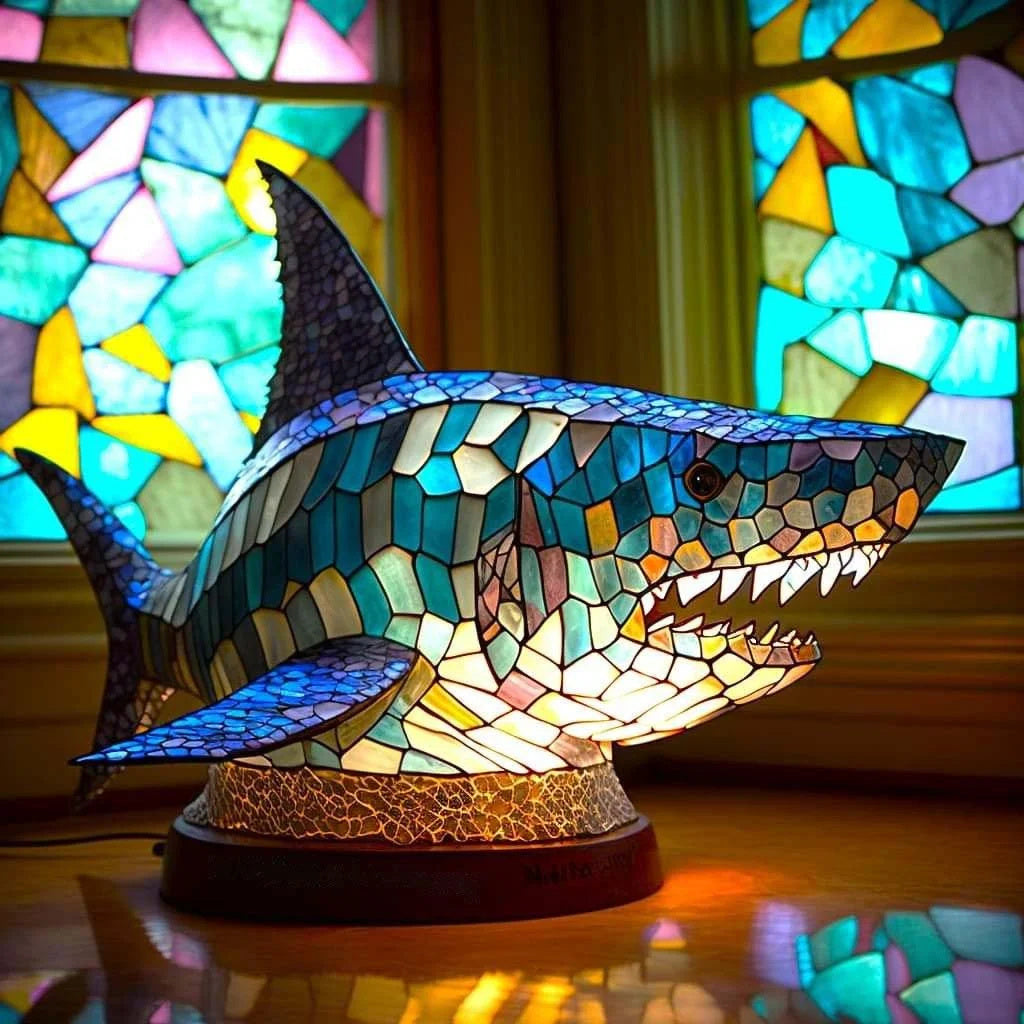 ARTWORK l Lampe med dyr i farvet glas l Vanero