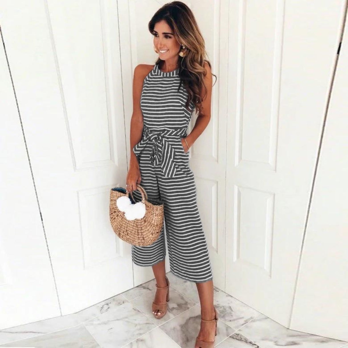 Saskia | Stribet Jumpsuit Eksklusiv Kvindemode | Vanero