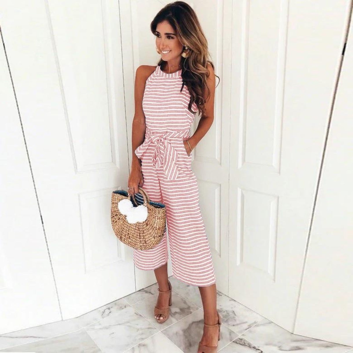 Saskia | Stribet Jumpsuit Eksklusiv Kvindemode | Vanero