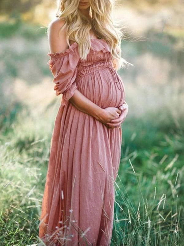 Carrie Dress | Løs maxi-barselskjole uden skulder l Vanero
