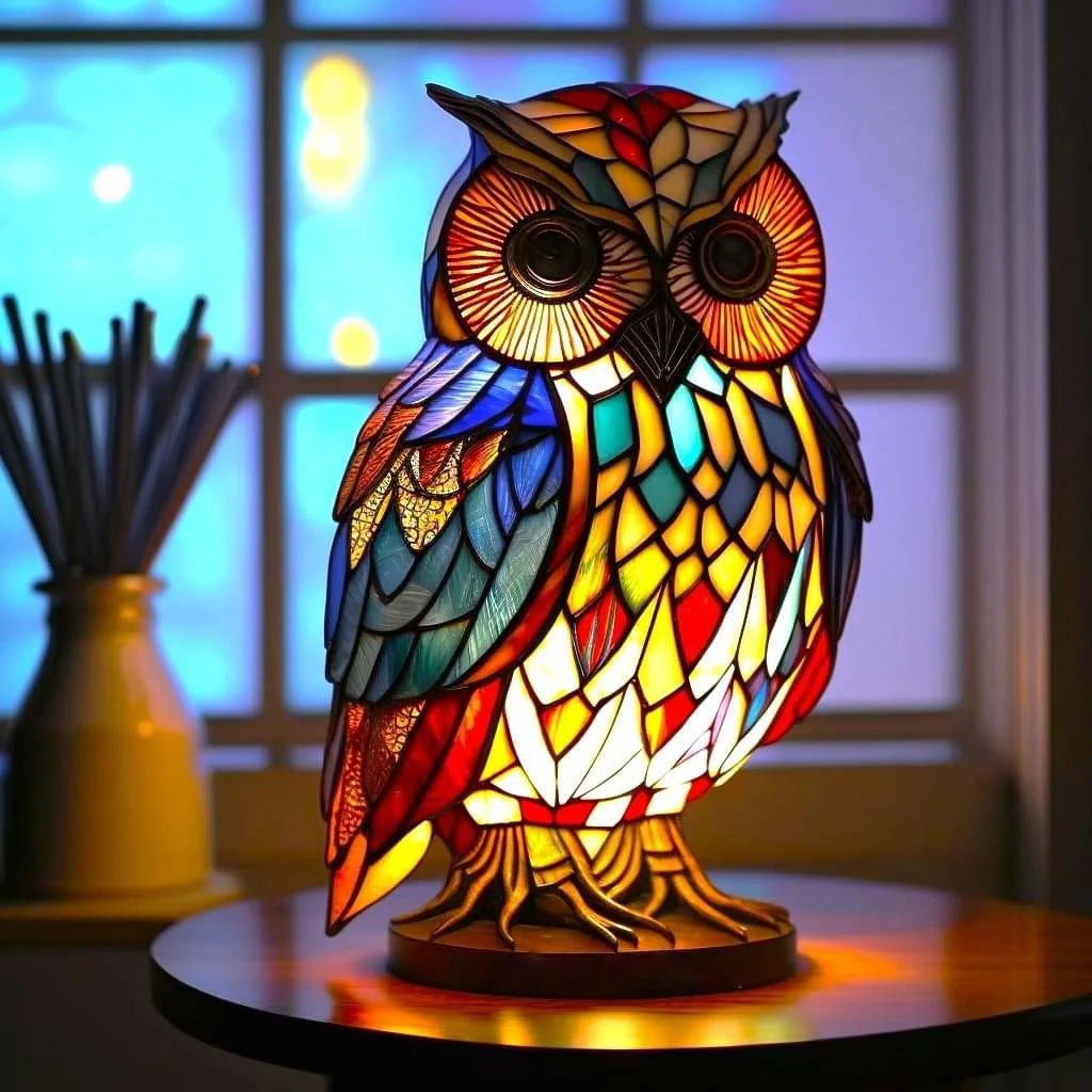 ARTWORK l Lampe med dyr i farvet glas l Vanero