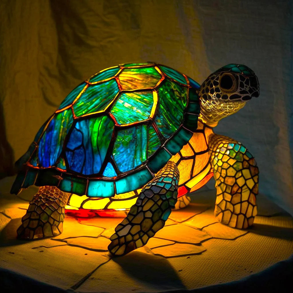ARTWORK l Lampe med dyr i farvet glas l Vanero