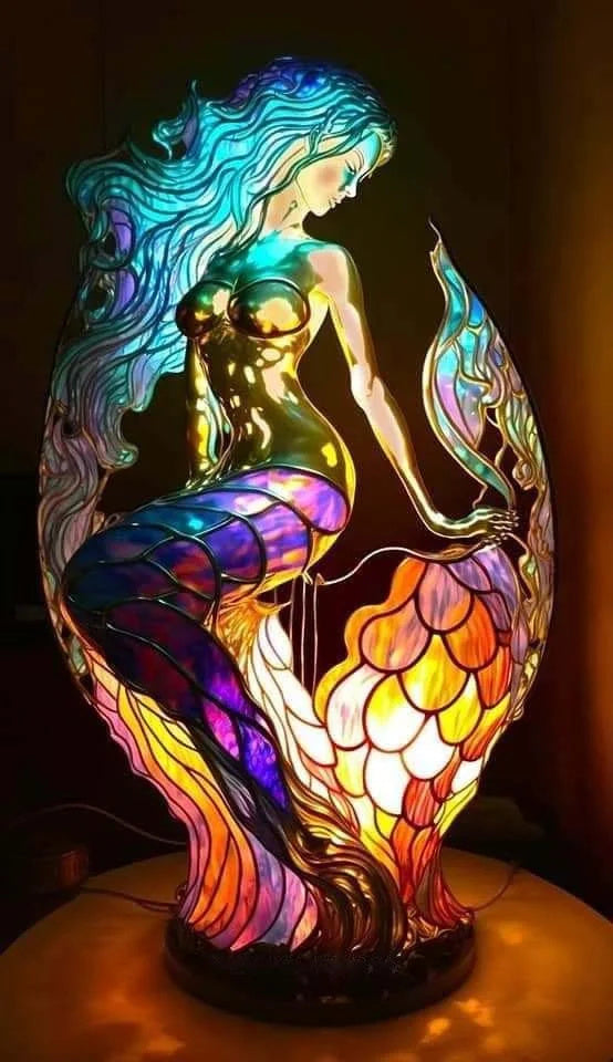 ARTWORK l Lampe med dyr i farvet glas l Vanero