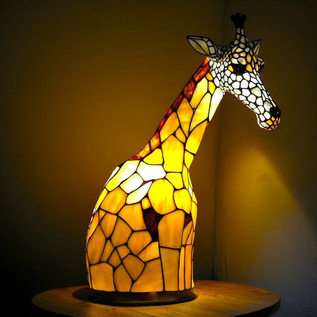 ARTWORK l Lampe med dyr i farvet glas l Vanero