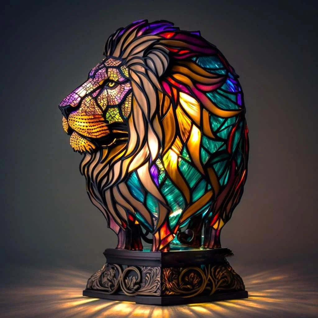 ARTWORK l Lampe med dyr i farvet glas l Vanero