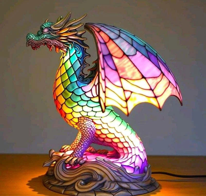 ARTWORK l Lampe med dyr i farvet glas l Vanero