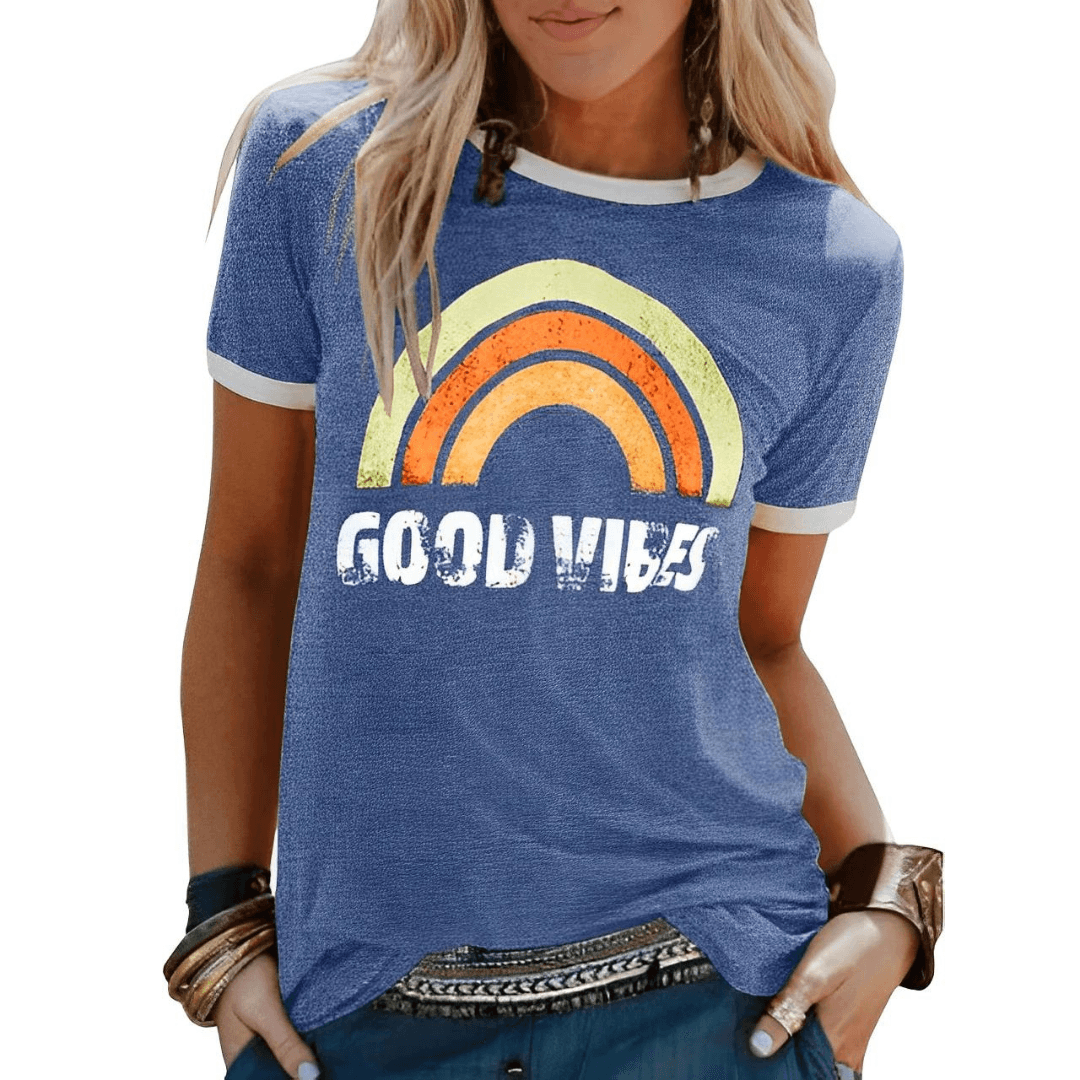 'LivsGnist' l Rainbow Good Vibes halværmet T-shirt l Vanero