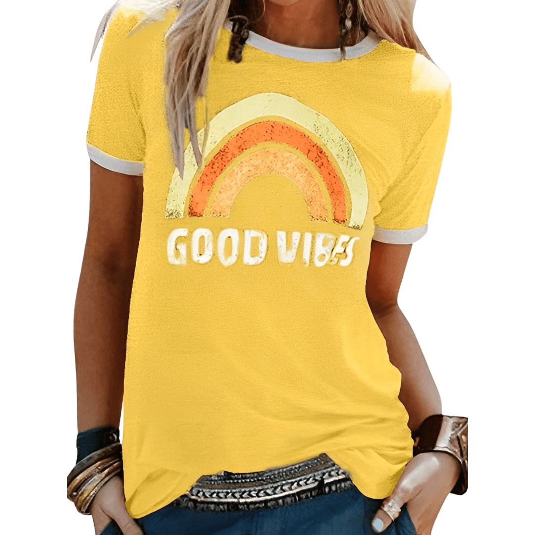 'LivsGnist' l Rainbow Good Vibes halværmet T-shirt l Vanero