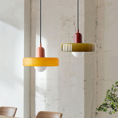Bauhaus l Pendellampe af Farvet Glas l Vanero