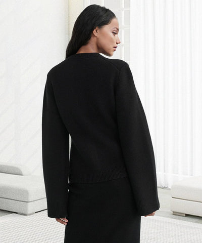 Amora | Dame cardigan Uldblanding med knapper | Vanero