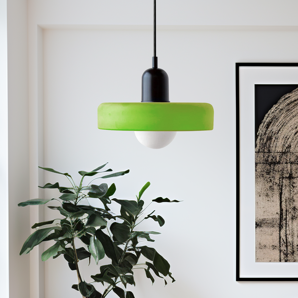 Bauhaus l Pendellampe af Farvet Glas l Vanero