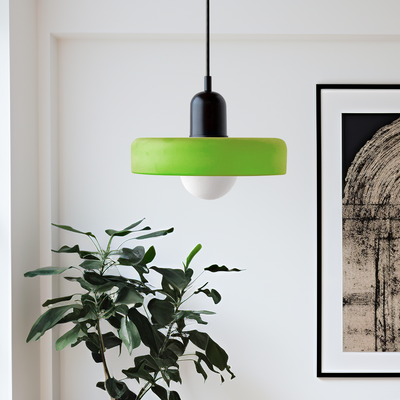 Bauhaus l Pendellampe af Farvet Glas l Vanero
