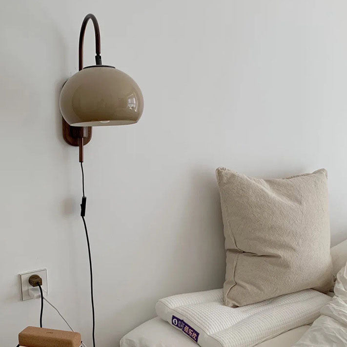 Minimalistisk Væglampe i Glas og Massivt Træ | Europæisk Design med 1 Pære | Vanero
