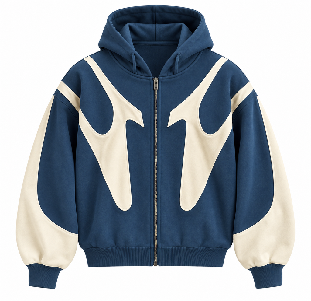 Herre Kontrast Hoodie | Justerbar Hætte & Ribbede Manchetter | Sweatshirt Med Gennemgående Lynlås Til Hverdag & Streetwear | Vanero