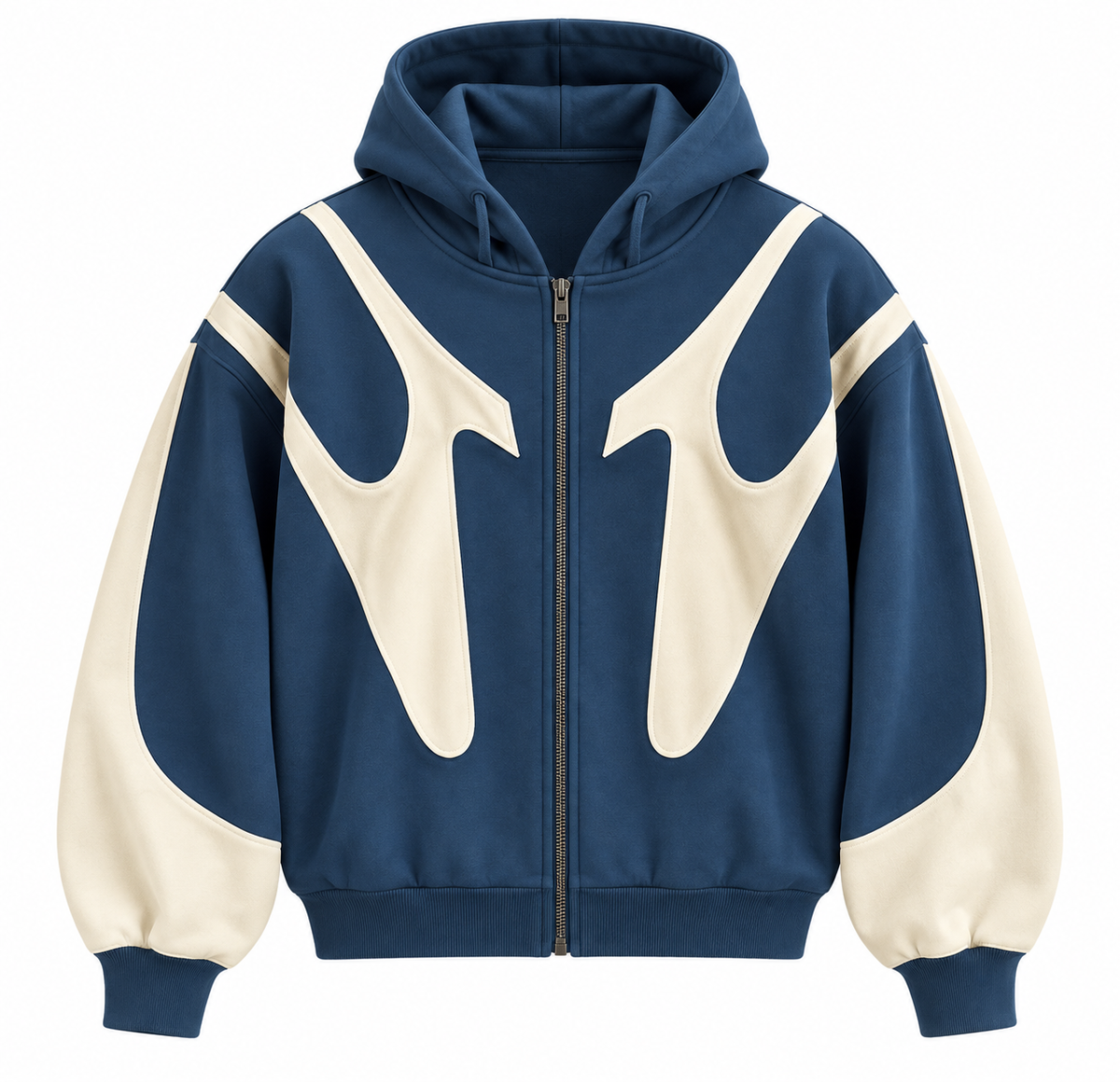 Herre Kontrast Hoodie | Justerbar Hætte & Ribbede Manchetter | Sweatshirt Med Gennemgående Lynlås Til Hverdag & Streetwear | Vanero