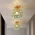Loftlampe | Blomsterinspireret Glaslampe Med Metalramme | E27 Fatning Til Entré & Opholdsrum | Vanero