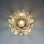 Loftlampe | Blomsterinspireret Glaslampe Med Metalramme | E27 Fatning Til Entré & Opholdsrum | Vanero