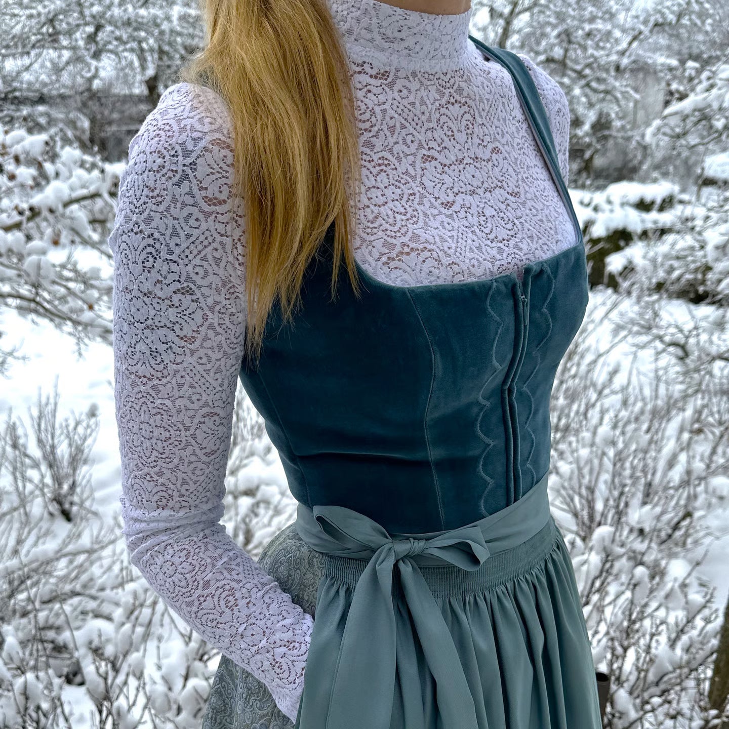 Dame Dirndl Kjole Bomuldsblanding | Almindelig Pasform Traditionel Kjole | Folkemønster Med Forklæde Til Festivaler & Arrangementer | Vanero
