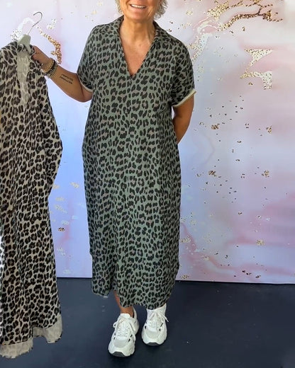 Annet | Leopard Print Kjole Dame Polyester | Vanero