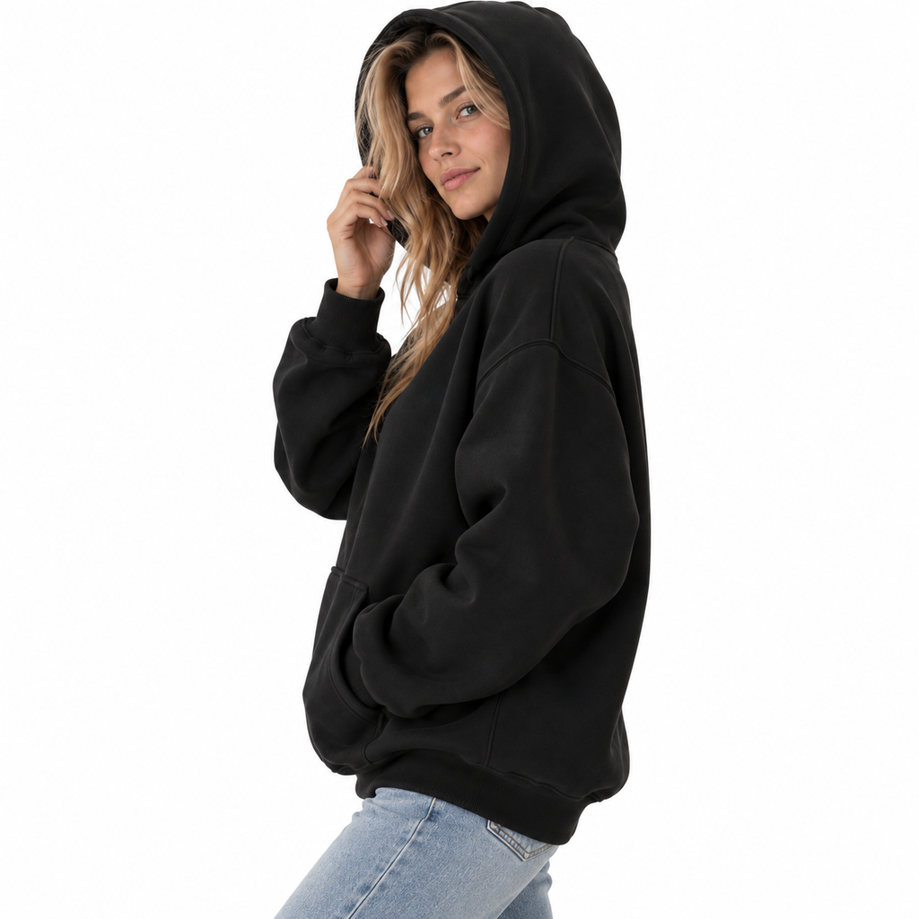 Pullover Hoodie | Justerbar Hætte & Kængurulomme | Langærmet Sweatshirt Med Ribbede Manchetter Til Hverdag & Fritid | Vanero