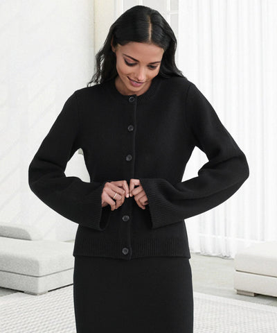 Janne l Ultrablød Cashmere Strikjakke med Knapper l Vanero