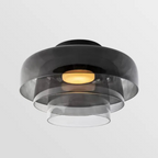 Glas Loftlampe Med Metalkonstruktion | E27 Loftbelysning Til Indendørs Brug | Fås I Ravglas Eller Klart Glas | Vanero