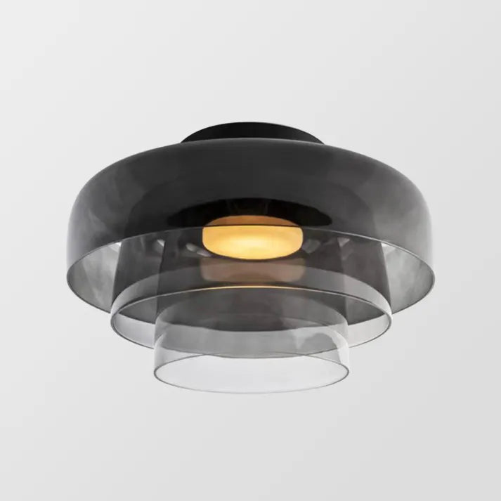 Glas Loftlampe Med Metalkonstruktion | E27 Loftbelysning Til Indendørs Brug | Fås I Ravglas Eller Klart Glas | Vanero