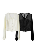 Dame Bluse Polyesterblanding | Løs Pasform Bluse Med Lanterneærmer | Let Design Til Arbejde & Hverdagsbrug | Vanero
