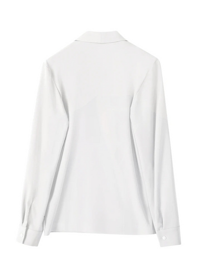 Asymmetrisk l chiffongbluse med jakkekrage l Vanero