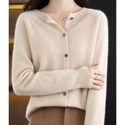 Strikket cardigan | Ren Merinould Damer - O-hals | Vanero
